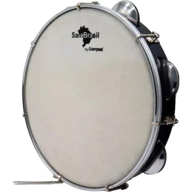 Imagem de Pandeiro 10 Premium Pele Branca Sambrasil Liverpool Preto
