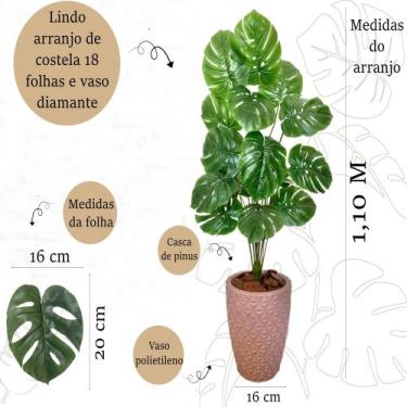 Imagem de Costela de Adão Artificial Grande +Vaso Polietileno Completo - PlantaI