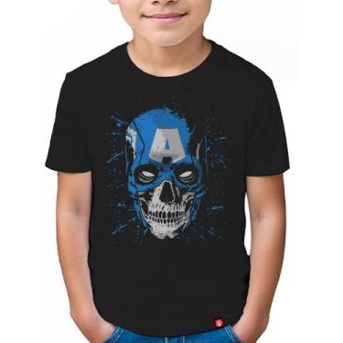 Imagem de Camiseta Infantil Capitao America Caveira - KING OF GEEK, Preto, 10