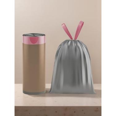 Imagem de Sacos de lixo ultra fortes com cordão, 4 galões, sem fragrância, pequenos sacos de lixo 15 peças cinza