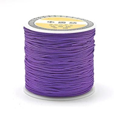 Imagem de 131,23 a 142,16 metros Fio de poliéster de 0,8 mm, cordão de trança, cordão de macramê para costura de couro, artesanato, pulseiras faça você mesmo, azul violeta