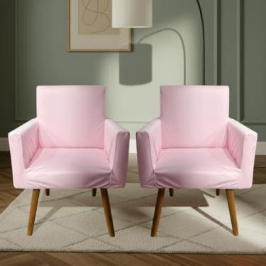 Imagem de Kit De 2 Capas Para Poltrona Nina Decorativa Sala Escritorio Quarto Em Malha Gel Liso (Rosa)