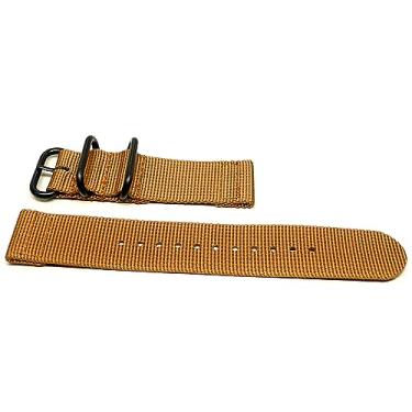 Imagem de Da Luca Pulseira de relógio de nylon balístico de duas peças - marrom claro (fivela PVD): 22 mm