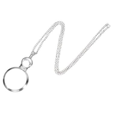 Imagem de 3 colares de lupa, 1 pingente de lupa de 4,5 cm de diâmetro, corrente de 80 cm de comprimento para mulheres, leitura de presente, artesanato, joias, bordado, branco