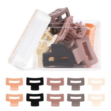 Imagem de 10 presilhas de cabelo pequenas para mulheres, mini grampos de cabelo retangulares foscos para cabelo fino e grosso médio, presilhas de mandíbula fofas com fixação forte e caixa de presente 02