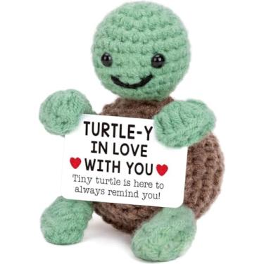 Imagem de Gorbgle Mini Positive Crochet Turtle, Funny Handmade Emotional Support Plush, Small Cute Stuff Things, Appreciation Gifts for Mom, Dad, Teacher, Sister, Best Friend, Coworker - Thank You Gift