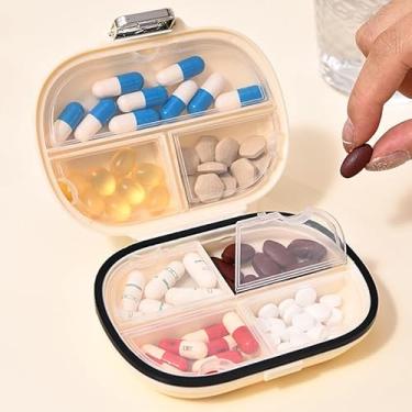 Imagem de Organizador de comprimidos de viagem, estojo portátil de 7 dias, pequena caixa de comprimidos para bolsa de bolso, recipiente portátil de vitaminas para medicamentos (branco pérola, 1 pacote, M)