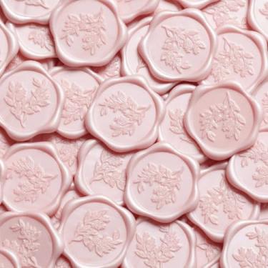 Imagem de 25 peças adesivos de selo de cera rosa perolado autoadesivos adesivos de selo de envelope ótimos para convite de casamento, presentes de aniversário, cartões comemorativos, decoração de envelope