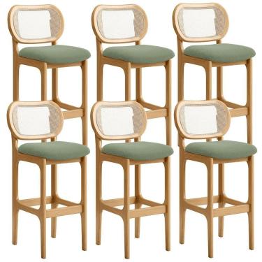 Imagem de Kit 06 Banquetas Altas Para Cozinha Bancada Sala Tela Betta Fixa L02 Bouclê Oliva - Lyam