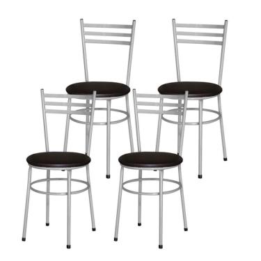 Imagem de Conjunto 4 Cadeiras Epoxi Cinza Para Cozinha Cor:marrom