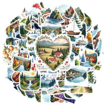 Imagem de 100 peças adesivos de ilustração de arquitetura paisagística natureza viagem aventura adesivos de brinquedo arquitetônico artístico decalques para bricolage telefone guitarra laptop notebook mala copo