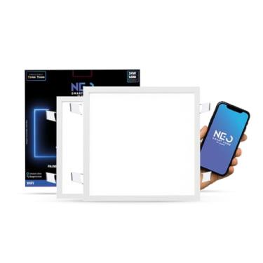 Imagem de Avant Neo Kit 2 Painel Plafon LED Smart Wi-Fi Quadrado de Embutir 24W 30x30 Bivolt, CCT (2700K-6500K), Compatível com Alexa, Google Home Tuya