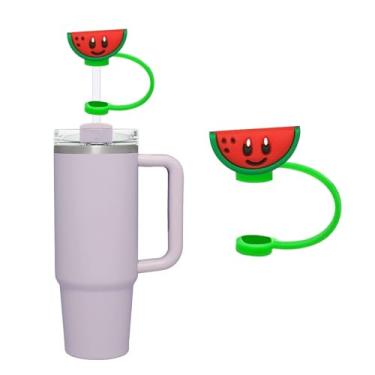 Imagem de Capas de canudo de melancia compatíveis com Stanley, tampas de silicone de 8 mm, capa de canudos de copo para copo e garrafa de água de 1,134 g, acessórios de topo de copos, tampa de rolha