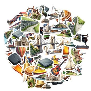 Imagem de 35 peças adesivos arquitetura natureza viagem arquitetura brinquedo pitoresco para telefone faça você mesmo, laptop, scrapbook, bicicleta, faça você mesmo, telefone, guitarra, laptop, notebook, mala