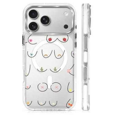 Imagem de MQJCYB Capa magnética para iPhone 17 Pro Max com design em base transparente, compatível com MagSafe, capa protetora fina de TPU macio, capa de telefone feminina e feminina, sexy, exclusivo, cacto de