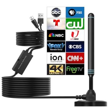 Imagem de YAODHAOD Antena de TV digital para Smart TV interna, antena HD 2025 com base magnética forte, recepção de 360° e longo alcance para canais locais, suporta 4K, 1080p