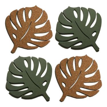 Imagem de 2X 4 Descanso Suporte De Panela Travessa Folha Cortiça Natur