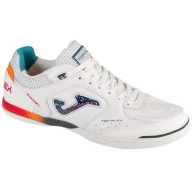 Imagem de Chuteira Joma Top Flex Futsal Branca e Laranja