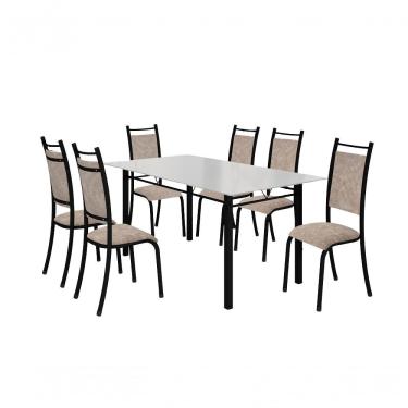 Imagem de Conjunto Verona 06 Cadeiras Com Base Piauí Bm Tubulares Off White-courino 12