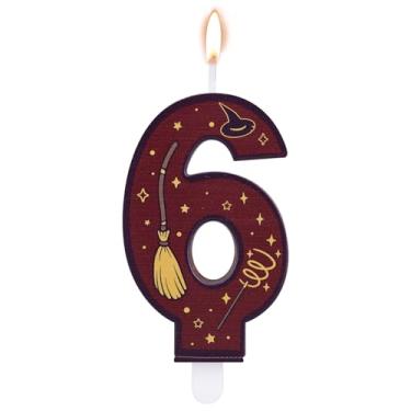 Imagem de SAVITA Velas Temáticas Bruxos Mágicos com Números, Topo de Bolo Com Vela Temática de Escola Bruxos Decorações Bolo Aniversário Castanho para Festas Infantis Material Lembranças (6)
