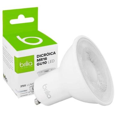 Imagem de Lâmpada Dicróica Mr16 Led 3W Bivolt Gu10 Branco Frio - Brilia, Bivolt