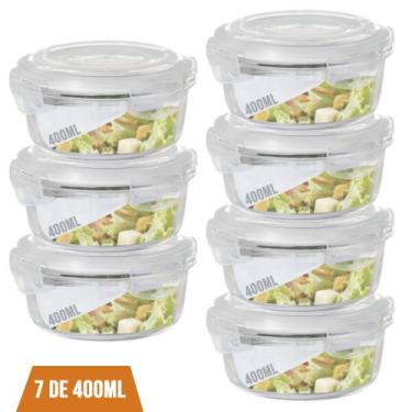 Imagem de Jogo com 7 Pote 400ml Vidro Marmita Fitness Tampa Hermético - QUALITY 