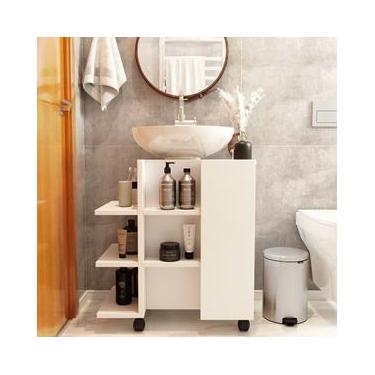 Imagem de Gabinete De Banheiro Para Pia De Coluna Classic - JM3 Móveis, Branco