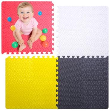 Imagem de Coolcandy Baby Foam Play Mat 16Pcs with Edge Strips, 4 Colors Interlocking Floor Tiles, 0.4″ Thickened Non-Slip Puzzle Floor Mat for Infants Toddlers Playroom & Daycare