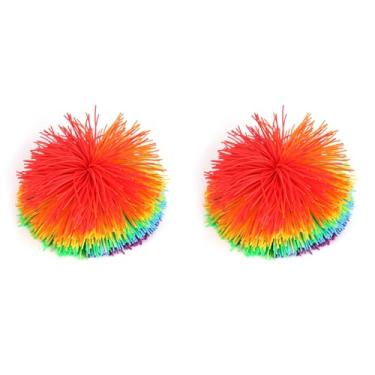 Imagem de 2 Bolas Sensoriais do Estresse Dos Brinquedos Dos Pces, Brinquedo Sensorial Colorido do Arco-íris do Alívio do Estresse da Construção do Silicone