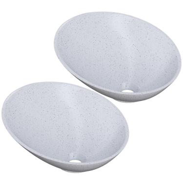 Imagem de Kit 02 Cubas De Apoio Meia Lua Para Banheiro Lavabo C01 Bm38w Branco Granit - Lyam