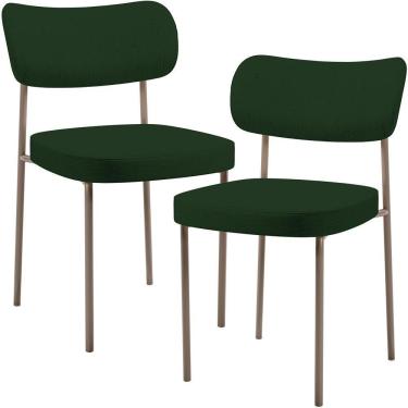 Imagem de Kit 02 Cadeiras Para Sala De Jantar Melina Base Arena L02 Suede Verde Musgo - Lyam Decor