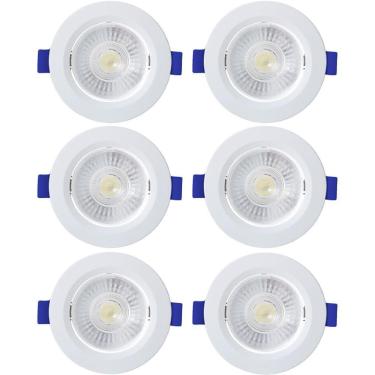 Imagem de Kit 6 Spot De Led Embutir Slim Mr16 Redondo 6w Bivolt 3000k Quente