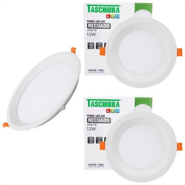 Imagem de Kit 3 Painel De Led Redondo Embutir Recuado 12w Bivolt Taschibra 6500k Frio
