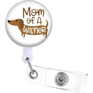 Imagem de Plifal Clipe de suporte para crachá Dachshund - Mamãe de Weiner Dog Retrátil Carretel de crachá de identificação com clipe jacaré, enfermeira de escritório, enfermeira, trabalhador médico, acessórios