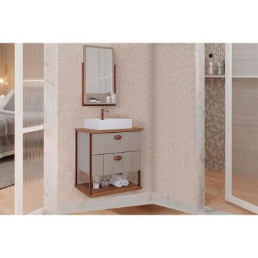 Imagem de Balcão P- Banheiro Suspenso C- Cuba 65cm E Espelheira Uni Cappuccino-freijo - Mgm