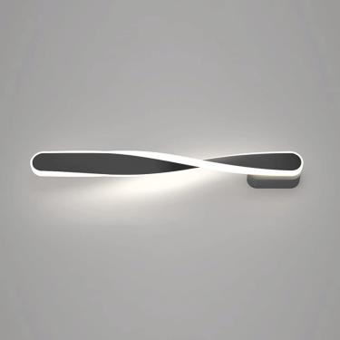 Imagem de Luminária De Parede Longa Torcida, Lâmpada De Parede De Metal Ultrafina Com Abajur De Silicone, Arandela De Parede Linear Led Moderna, Luminárias De Parede De Cabeceira, Lum, Black, 50CM