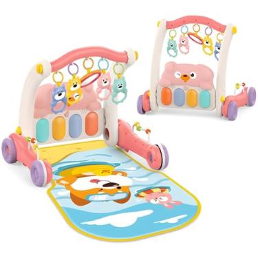 Imagem de Tapete de Atividades e Andador com Piano e Móbile Rosa Yuupi