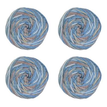 Imagem de Clowex Macramê de algodão de 3 mm, multicolorido, trançado, 4 bolas x 140 metros, 4 fios de bolo ombré colorido Aran, cordão de macramê arco-íris variegado para tricô, crochê e nó, cordão de
