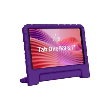 Imagem de E-puhate Capa para Lenovo Tab One/Lenovo Tab K9 (TB305FU) 8,7 polegadas 2025, capa protetora resistente para crianças com alça de suporte, fácil de segurar para crianças, meninos e meninas, roxo