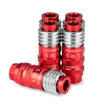 Imagem de Wangsucc Acoplador de conexão industrial rápida universal 5 em 1 acessórios de mangueira de ar tamanho do corpo de 1/10.2 cm 5 em 1 encaixe de acessórios de compressor de ar de conexão rápida (5 peças