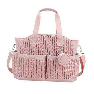 Imagem de menolana Bolsa para fraldas, bolsa de transporte, presente para mamãe e papai, versátil, portátil, impermeável, para guardar itens essenciais do bebê e fazer, Rosa