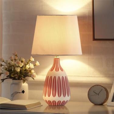 Imagem de Luminária de mesa contemporânea de cerâmica, estilo americano de luxo, com LED, para sala de estar, quarto, escritório, casa de campo, hotel ou mesa de cabeceira (Estilo 148B)