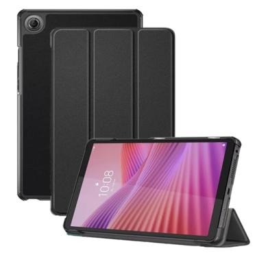 Imagem de Capa para tablet Lenovo Tab One de 8,7 polegadas, capa KONXISA com suporte de três dobras, couro PU premium e capa de adsorção magnética, resistente a arranhões e à prova de choque, preta