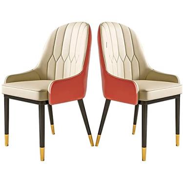 Imagem de Conjunto de cadeiras de jantar – Cadeiras de canto de cozinha, cadeiras de jantar de cozinha, conjunto de 2 cadeiras modernas de sala de estar, cadeiras laterais de couro PU à prova d'água com pernas