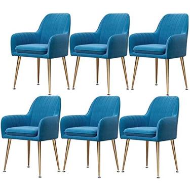 Imagem de Conjunto de 6 cadeiras de sala de jantar modernas para cozinha, poltrona, pernas de metal, com encosto e assento acolchoado, cadeiras de cozinha para restaurante e sala de reunião