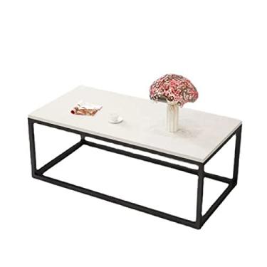 Imagem de Mesa de café, mesa de coquetel, mesa de chá, mesa de centro industrial para sala de estar, mesa central retrô com prateleira, mesa de proteção ambiental e mesa de sala de estar com moldura de metal,