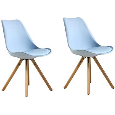 Imagem de Conjunto de cadeiras de jantar – Cadeiras de canto de cozinha, cadeiras de jantar, conjunto de 2 | Pernas de madeira maciça natural com almofada acolchoada assento de poliuretano designer