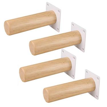 Imagem de SENNIAN 4 peças de pernas de móveis, pés de armário de madeira de borracha, pernas de substituição, pés de sofá, pés de suporte, pernas de mesa de TV, pernas de mesa de centro para cadeira, sofá, mesa