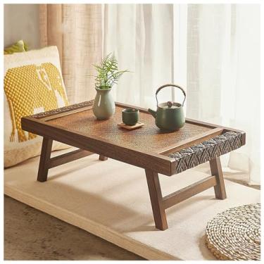 Imagem de Mesa de assento multiuso de 65 cm, estilo japonês, mesa dobrável versátil, mesa de centro de tatame, pequena mesa de chá para sentar no chão, marrom 65 x 35 x 22 cm