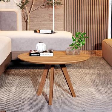 Imagem de Mesa de Centro Redonda Dubai Canela Pés em madeira Maciça,Sala, Escritório